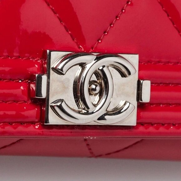 Chanel Dark Pink Quilted Patent Leather Boy WOC Clutch Bag - Picture 6 of 13